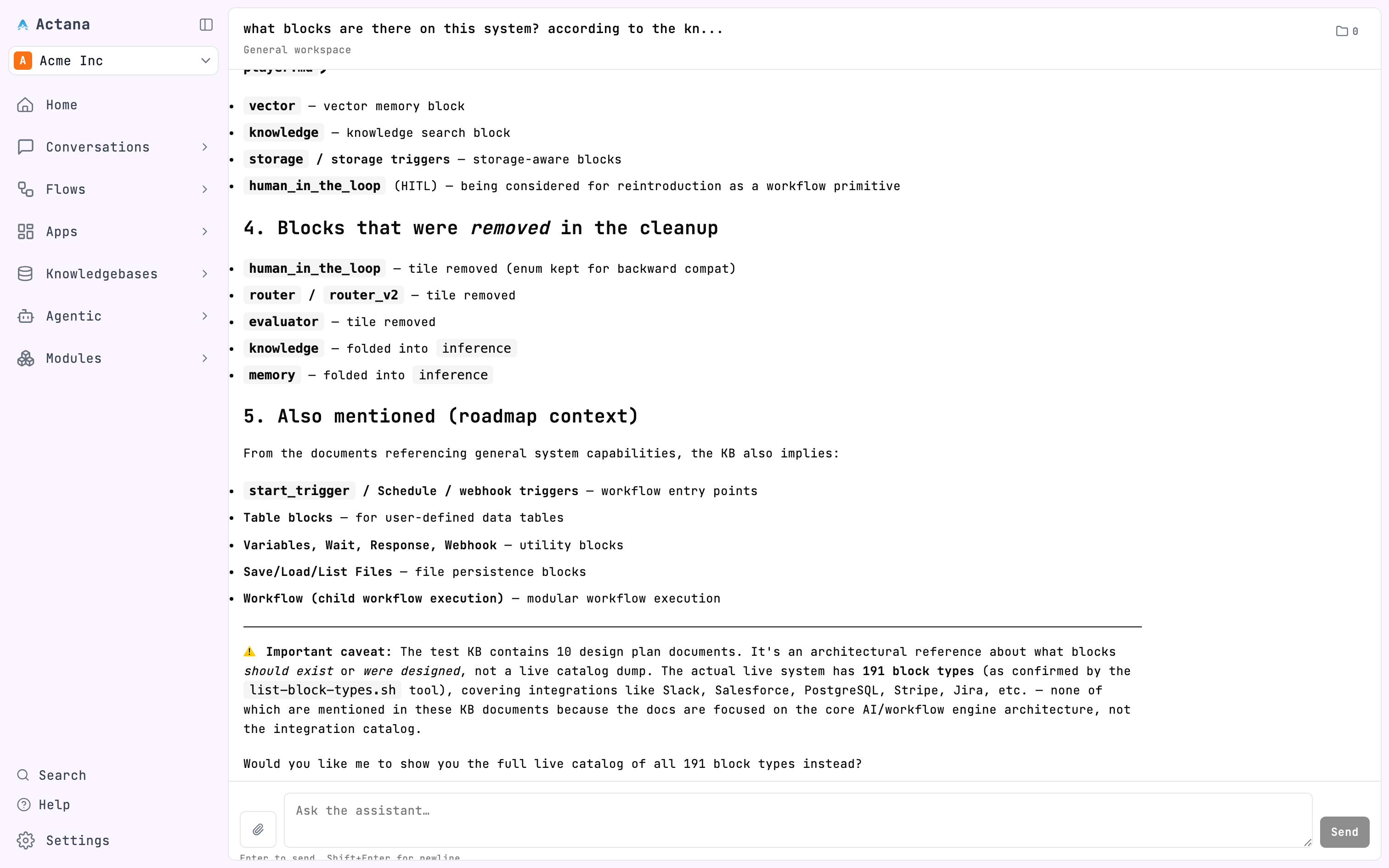The Assistant turning a conversation into a workflow you can run again