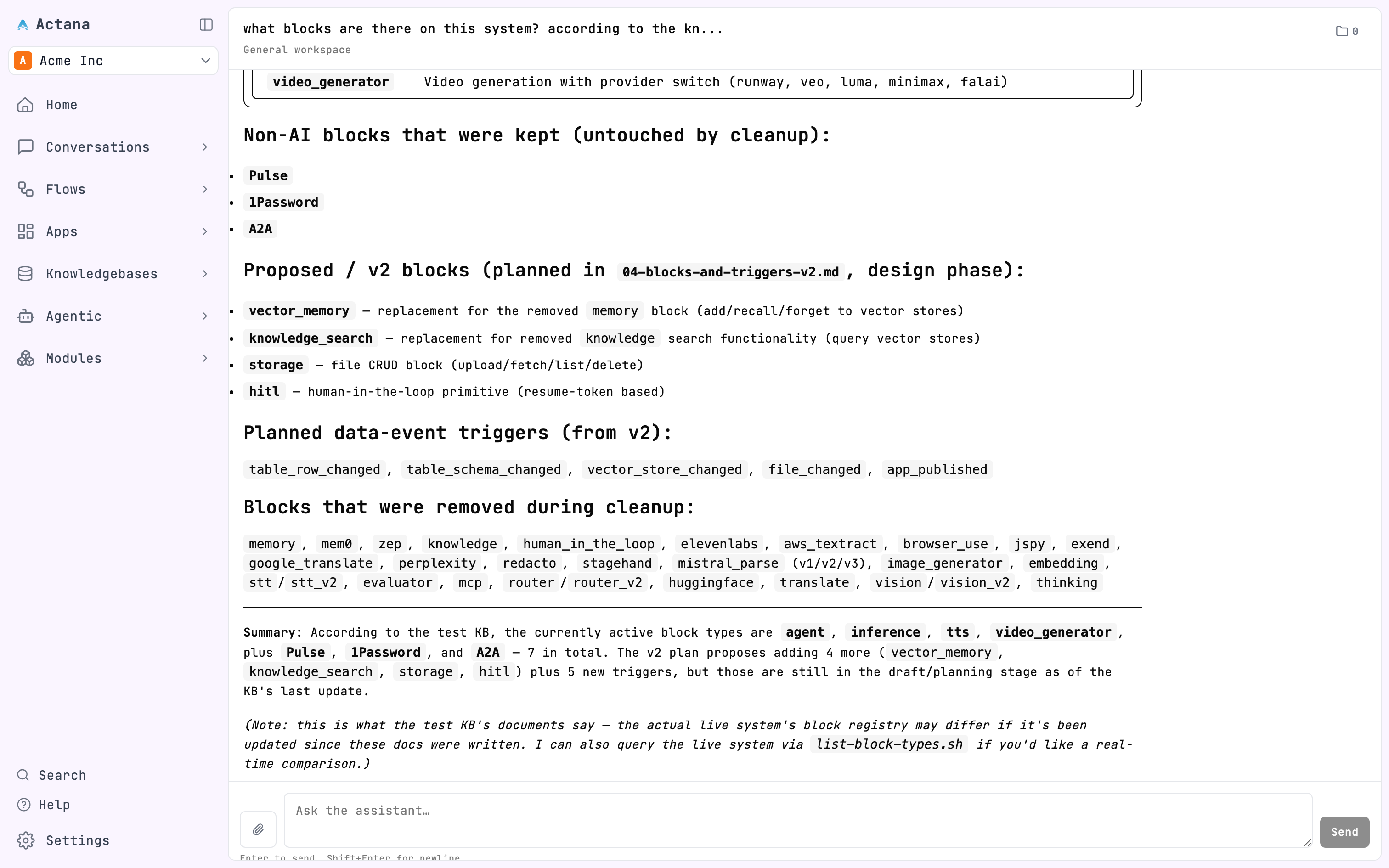 The Actana Assistant helping build a piece of work in plain language